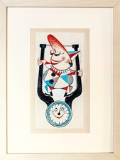 Willi Hertlein ,Gouache , "wünoü"  WILLI BAUMEISTER, Kubist 1950, Clown