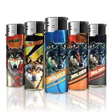 10er / 50er Display Elektronik Feuerzeug Wolf Design Nachfüllbar