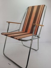 Klappstuhl Stuhl Garten Camping DDR Retro 60er gestreift Holzarm-Lehnen #2511057