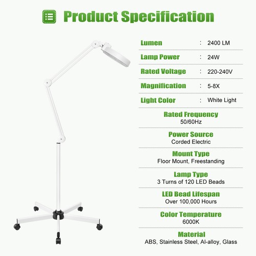 Lupenlampe 120 leds 24w - 8x,