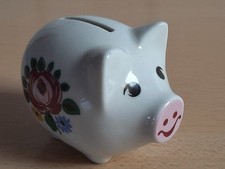 Mini Spardose kleines Sparschwein Porzellan Sparkasse Vintage RAR