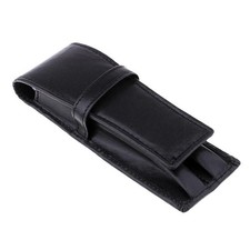 Füllfederhalter Etui aus echtem Leder für 2 Stifte in Standardgröße Schwarz