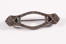 Art-Deco Brosche Silber weiße