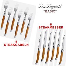 Lou Laguiole 6-teilig Steakgabeln / Steakmesser Set - Edelstahl / Holzoptik