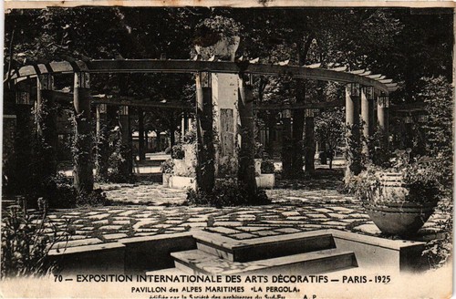 Old postcard paris - expo, 1925