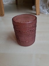 Windlicht Glas Lila Mit Noppen 10cm Hoch 8cm Durchmesser 