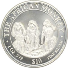1 OZ Silber Somalia African Monkey 2001 in Kapsel Lagerräumung
