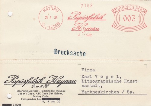 Haynau postkarte 1935 - postkarte,