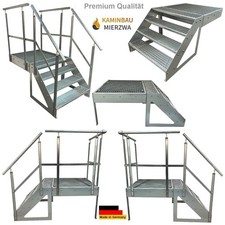 Stahltreppe Verzinkt 4 Stufen Höhe 76cm inkl Podest 100x100cm Aussen Podestreppe