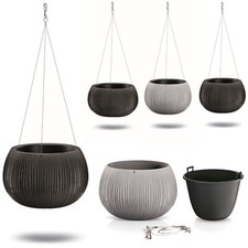 Hängender Blumentopf Beton & Anthrazit Betonoptik Wellendesign 3 Größe + Einsatz