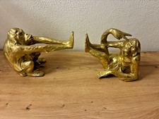 Buchstütze Affe - 2-teilig - Kunststoff gold