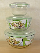 Glasslock  Mixing Bowl 3-Tlg-Set Glasschüssel rund 4L,2L,1L mit Deckel, sehr gut