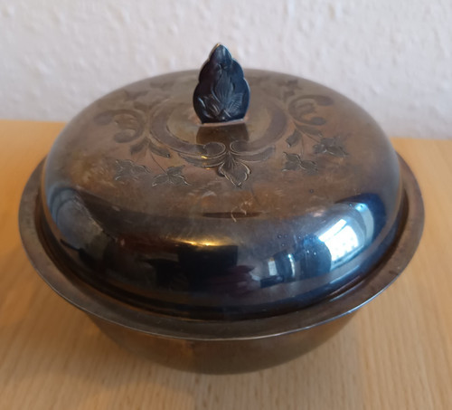 Antike kaviardose mit deckel - *,