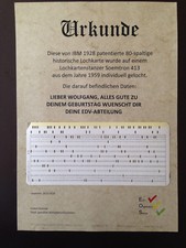 Individuelle historische Lochkarte mit ihren Daten !!!