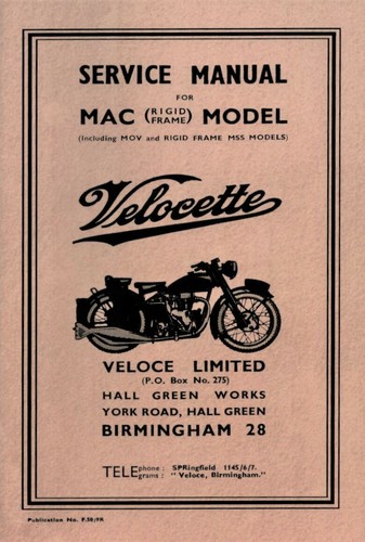 Velocette servicehandbuch mac - servicehandbuch,