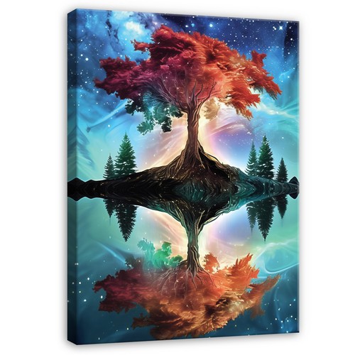 Leinwand baum spiegelung - baum, nacht
