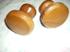 2 gedrechselte Raffhalter für Gardinen-Vorhang aus Holz