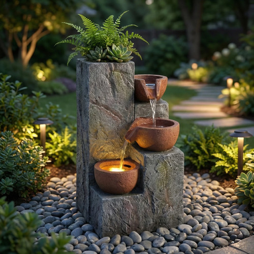 Gartenbrunnen led stufig - led, 3-stufig