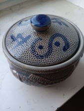 Heringstopf Keramik Blau Steingut