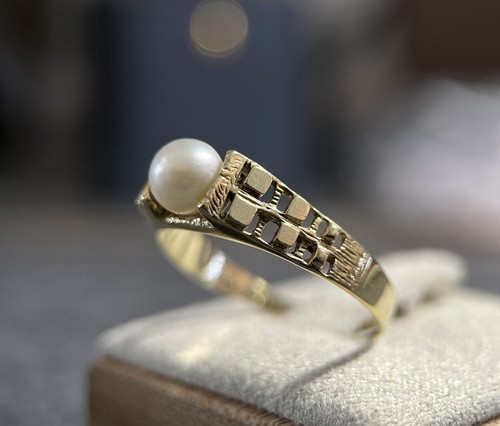 Karat gold ring mit perle - ring,