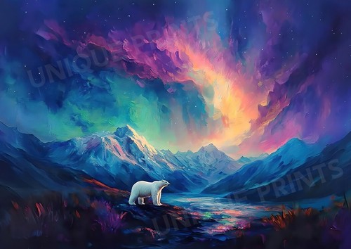 Eisbär unter aurora borealis - aurora,
