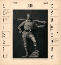 ALTE POSTKARTE BRONZEFIGUR VOM KRIEGEREHRENMAL DER STADT GRÜNBERG IN SCHLESIEN J