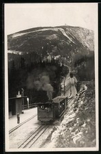 Foto-AK Haltestelle Baumgartner der Zahnradbahn, Blick zum Kirchlein 