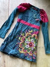Desigual Kinder 9/10 Bunt  Langarm Grün Ballonkleid Kleid  gern getragen