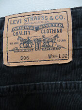 Levi's 506 Herren Cord Jeans Hose W 34 /L 32, Schwarz ! Black Vintage Cordhose !