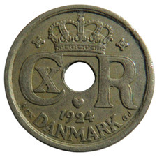 Münze Dänemark 25 Öre 1924