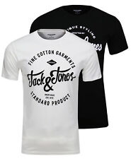 JACK & JONES Herren Baumwolle Sommer T-Shirt Brustprint