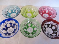 6+1 Römer-Gläser, Nachtmann ANDERNACH, Bleikristall, Überfang bunt, Likör-Schale