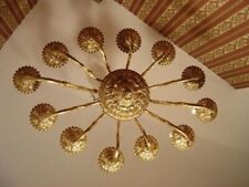 KRONLEUCHTER SCHWER OVAL SPANISCH 12-FLAMMIG MESSING BRONZE BELEUCHTUNG HOTEL...