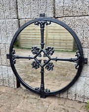 großes altes Jugendstil Gusseisen Giebelfenster - antiker Wandspiegel - 58cm !