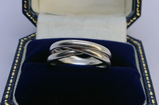 Vintage 925 Silber Interconnected Triple Ring - Russischer Ehering - Größe O