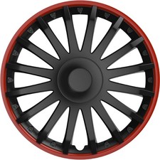 Radkappen 16" Radzierblenden 4er-Set sw/ro Alufelgen-Optik Cartend 10565 ALMERIA