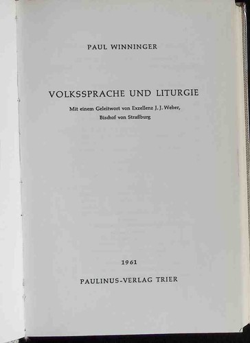 Volkssprache und liturgie - volkssprache,