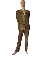 Wildleder Jacke Blazer Ziegenleder Trachtenjanker Lederjacke khaki Leder  42 44