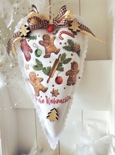 Deko Herz Lebkuchenmann Advent  Weihnachten Anhänger Fensterdeko Landhaus Tilda 