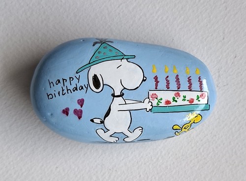 Bemalter stein happy - bemalter, "..
