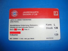 2017 Ticket Dauerkarte FC Bayern München Eintrittskarte Sammler Jahreskarte