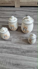 4 Porzellan-Vorratsbehälter creme mit Teddy-Motiv