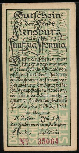 Notgeld flensburg 1921 50 - notgeld, 1921,
