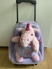 Plüsch Kindertrolley Rucksack Reisetrolley Trolley mit Stofftier/Tasche Einhorn