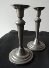 2 Paar alte Zinnleuchter
