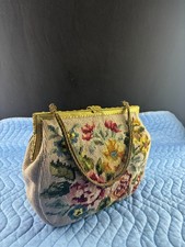 Wunderschöne Vintage Petit Point Gobelin Handtasche ca 31cm breit 22cm hoch&tief