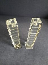 2 er Set Kerzenständer Spiegelglas Kerzenhalter  25 cm Wellenform standfest