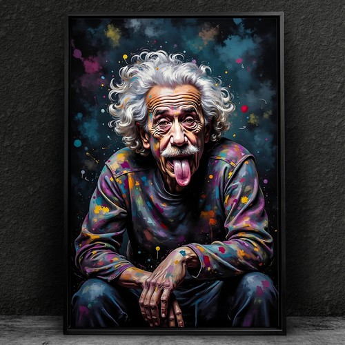 Wandbild bunt albert einstein - wandbild,,