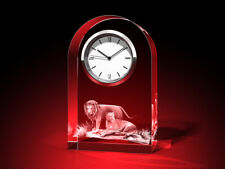 3D Glas Gravur Uhr Glasuhr Foto Löwe Tiere Bild Laser Kristallglas Deko Geschenk