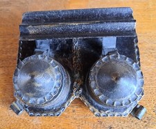 Altes Tintenfass Doppel Schreibtischgarnitur Handarbeit Schmiedeeisen(?)